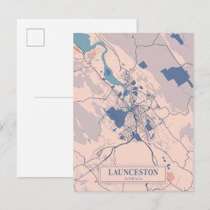 Cartão Postal Mapa de viagem da cidade ventosa de Launceston Aus