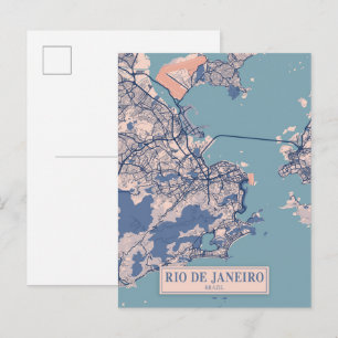 Cartão Postal Mapa de viagem da cidade ventosa do Rio de Janeiro