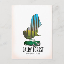Cartão Postal Mapa de viagem da Floresta Dalby North Yorkshire