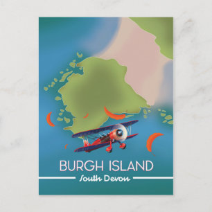 Cartão Postal Mapa de viagem da Ilha Burgh Devon