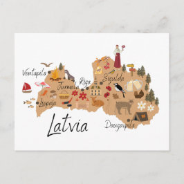 Cartão Postal Mapa de viagem da Letônia