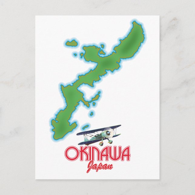 Cartão Postal Mapa de viagem de Okinawa Japão (Frente)