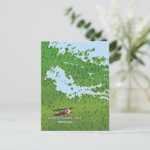 Cartão Postal Mapa de viagem do lago Kabetogama, Minnesota, EUA.