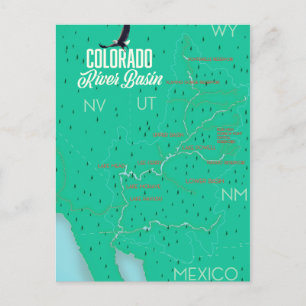 Cartão Postal Mapa de vintagem da bacia do Colorado River