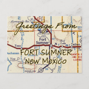 Cartão Postal Mapa de Vintagem do Fort Sumner NM