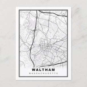 Cartão Postal Mapa de Waltham