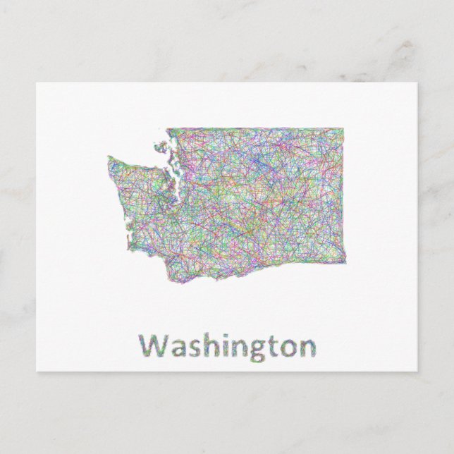 Cartão Postal mapa de Washington (Frente)