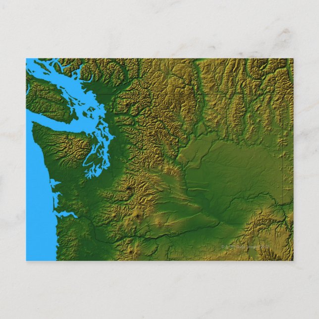Cartão Postal Mapa de Washington (Frente)