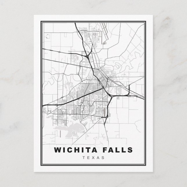 Cartão Postal Mapa de Wichita Falls (Frente)
