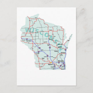 Cartão Postal Mapa de Wisconsin Interestadual Cartão-postal