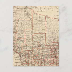 Cartão Postal Mapa de Wisconsin, mostrando os distritos da assem