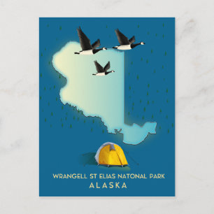 Cartão Postal mapa de Wrangell St Elias Alasca
