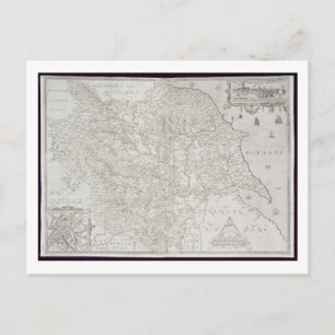Cartão Postal Mapa de Yorkshire, gravado por William Web, public