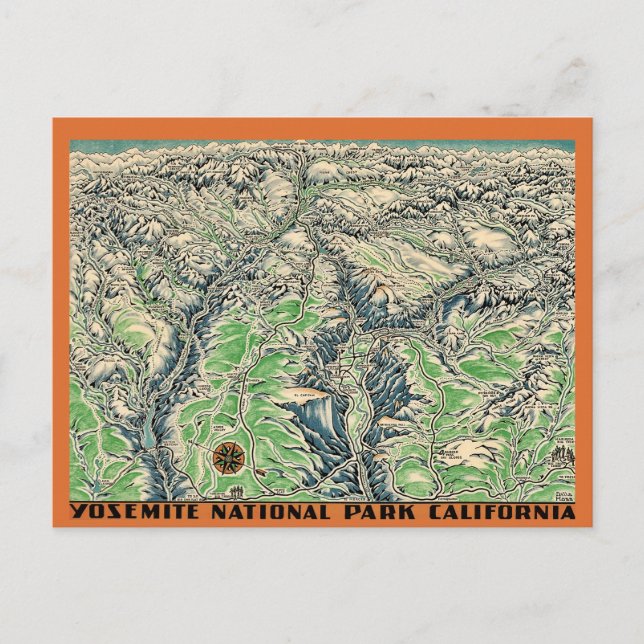Cartão Postal Mapa de Yosemite Postcard (Frente)