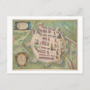 Cartão Postal Mapa de Zamosc, de Civitates Orbis Terrarum, por