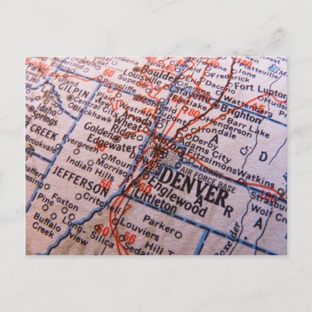 Cartão Postal Mapa Denver (Frente)
