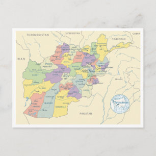 Cartão Postal Mapa detalhado das Regiões do Afeganistão