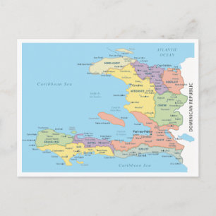 Cartão Postal Mapa detalhado das Regiões do Haiti