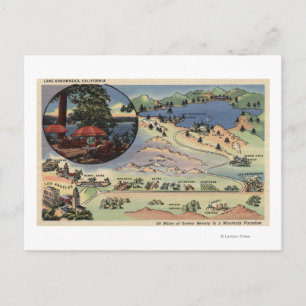 Cartão Postal Mapa detalhado de LA para o lago