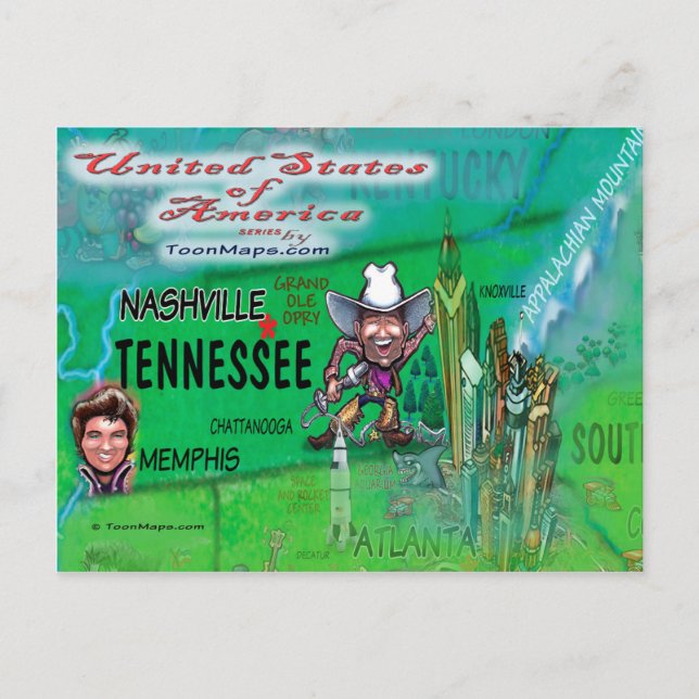 Cartão Postal Mapa diverso dos EUA (Frente)