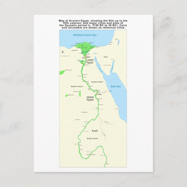 Cartão Postal Mapa do Antigo Egito Período Dinâmico (Frente)