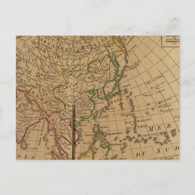 Cartão Postal Mapa do Atlas Asiático (Frente)