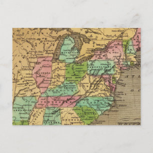 Cartão Postal Mapa do Atlas Colorido dos EUA, Canadá