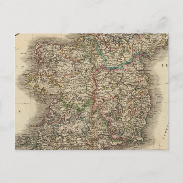 Cartão Postal Mapa do Atlas Irlanda (Frente)
