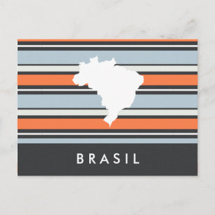 Cartão Postal Mapa do Brasil: Tiras Modernas