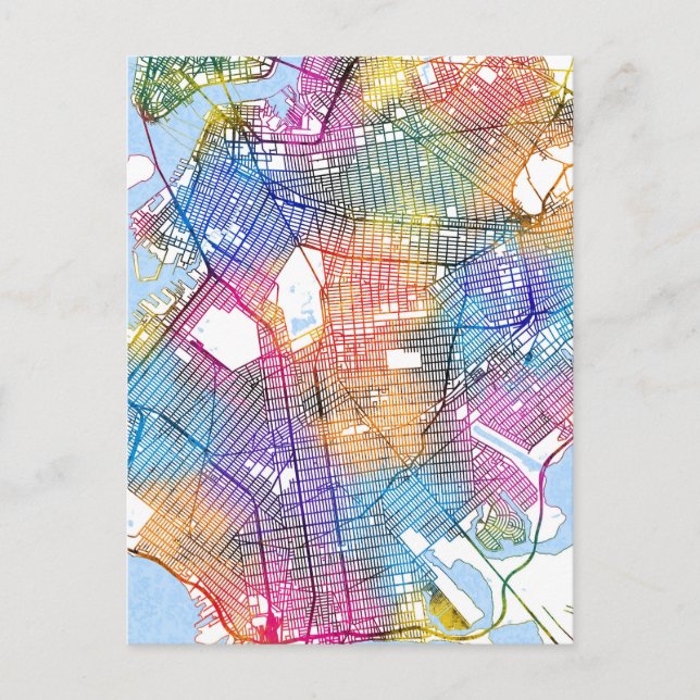 Cartão Postal Mapa do Brooklyn em Nova Iorque (Frente)