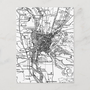 Cartão Postal Mapa do Cairo no Egito (1911)