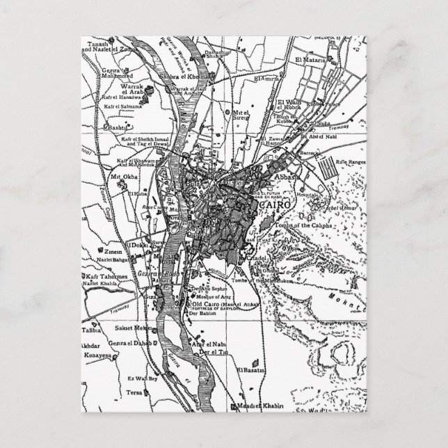 Cartão Postal Mapa do Cairo no Egito (1911) (Frente)