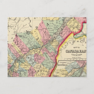 Cartão Postal Mapa Do Canadá Para Leste Em Condados