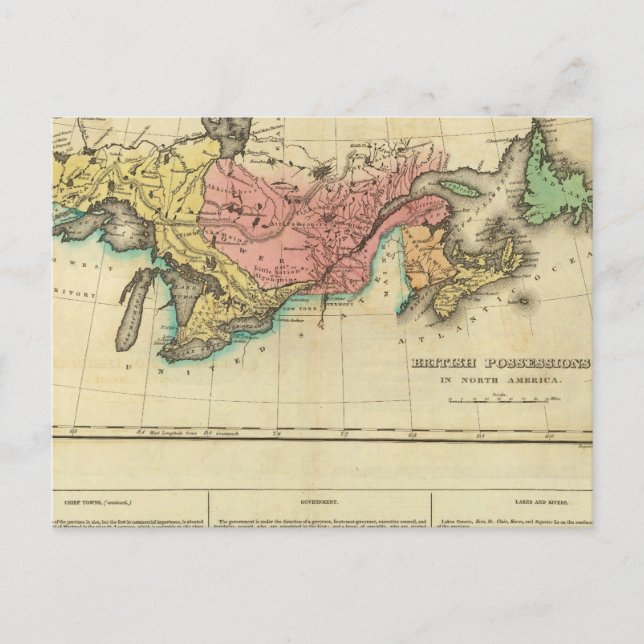 Cartão Postal Mapa Do Canadá Superior E Inferior (Frente)