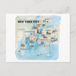Cartão Postal Mapa do cartaz do Nova Iorque Manhattan Vintage
