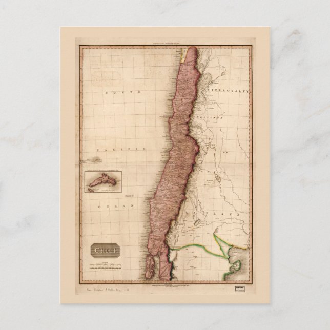 Cartão Postal Mapa do Chile (1818) (Frente)