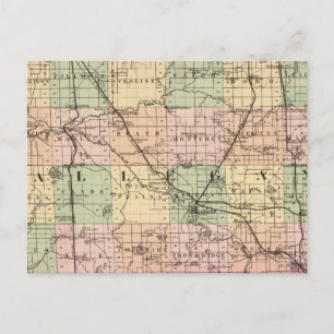Cartão Postal Mapa do Condado de Alegan, Michigan