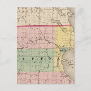 Cartão Postal Mapa do Condado de Alpena, Michigan