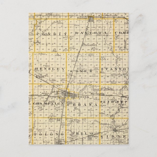 Cartão Postal Mapa do Condado de Champaign (Frente)