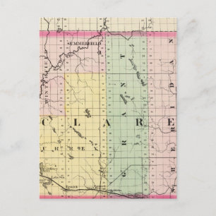 Cartão Postal Mapa do Condado de Clare, Michigan