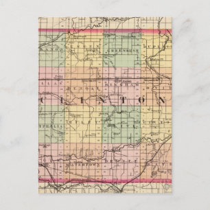 Cartão Postal Mapa do Condado de Clinton, Michigan