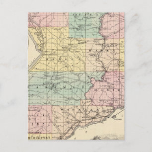 Cartão Postal Mapa do Condado de Crawford, Estado de Wisconsin