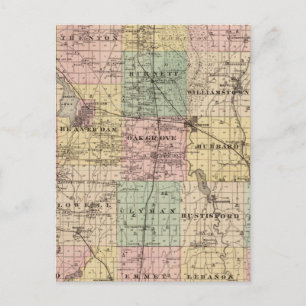 Cartão Postal Mapa do Condado de Dodge, Estado de Wisconsin