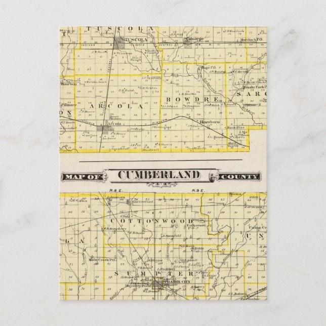 Cartão Postal Mapa do Condado de Douglas Mapa do Condado de Cumb (Frente)