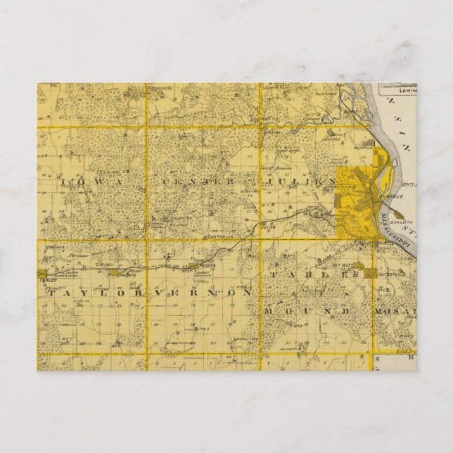 Cartão Postal Mapa do Condado de Dubuque (Frente)