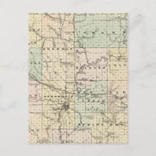 Cartão Postal Mapa do Condado de Dunn, Estado de Wisconsin