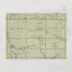 Cartão Postal Mapa do Condado de Faribault, Minnesota