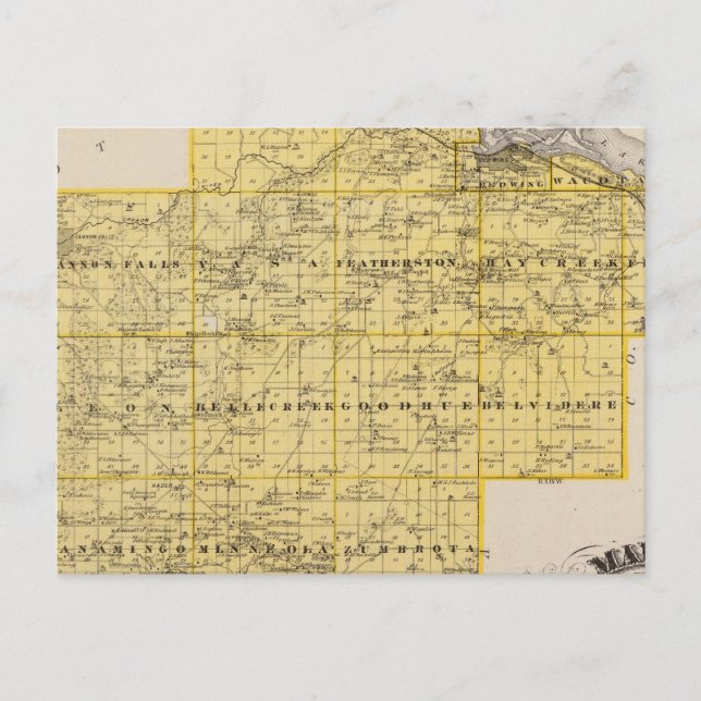 Cartão Postal Mapa do condado de Goodhue, Minnesota (Frente)