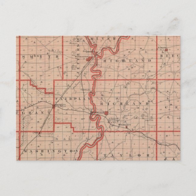 Cartão Postal Mapa do Condado de Greene (Frente)