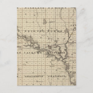 Cartão Postal Mapa do Condado de Greene, Estado de Iowa